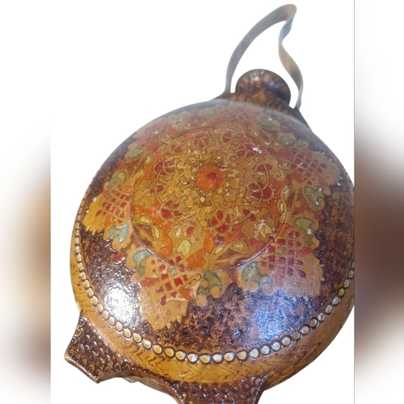 Vintage Balkan Hand-Painted Wooden Canteen Flask | Mid-20th Century Folk Art - Picture 11 of 12